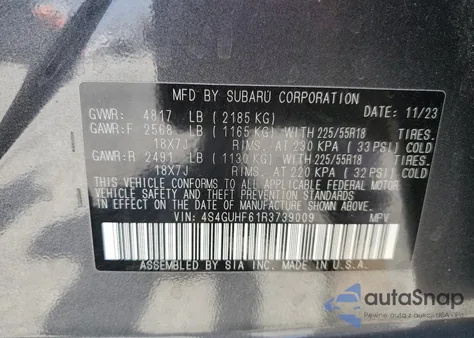 2024 Subaru Crosstrek Sport z USA, uszkodzony, nr VIN 4S4GUHF61R3739009